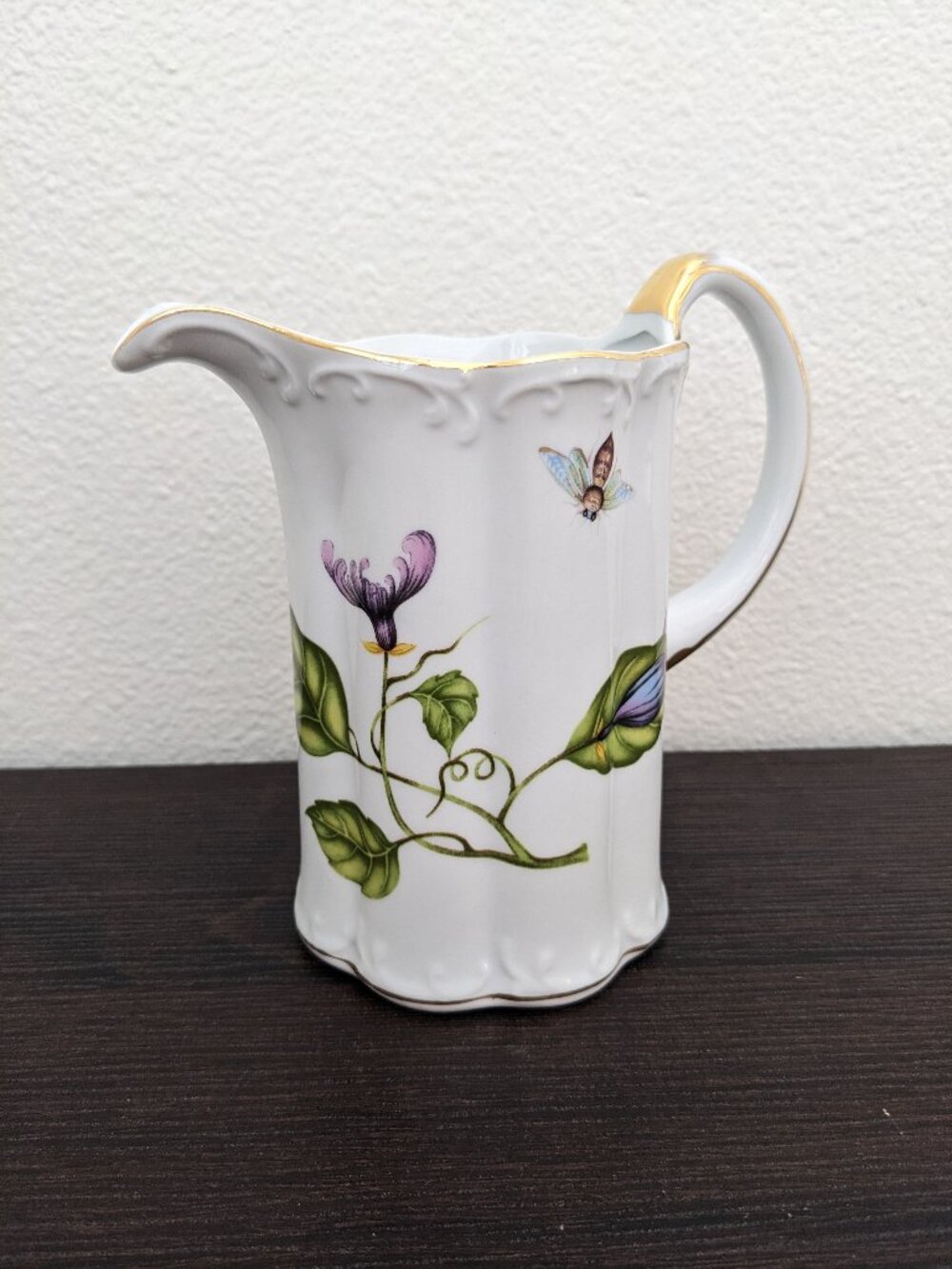 I. Godinger & Co. Jardin Pitcher with Gold Trim